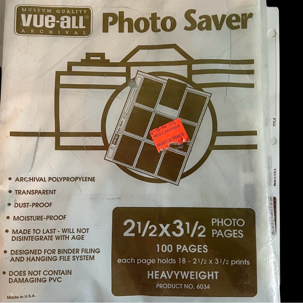 Trading Card PHOTO SAVER CLEAR VUE Pages Archival Sleeves Vue  Negatives Slides